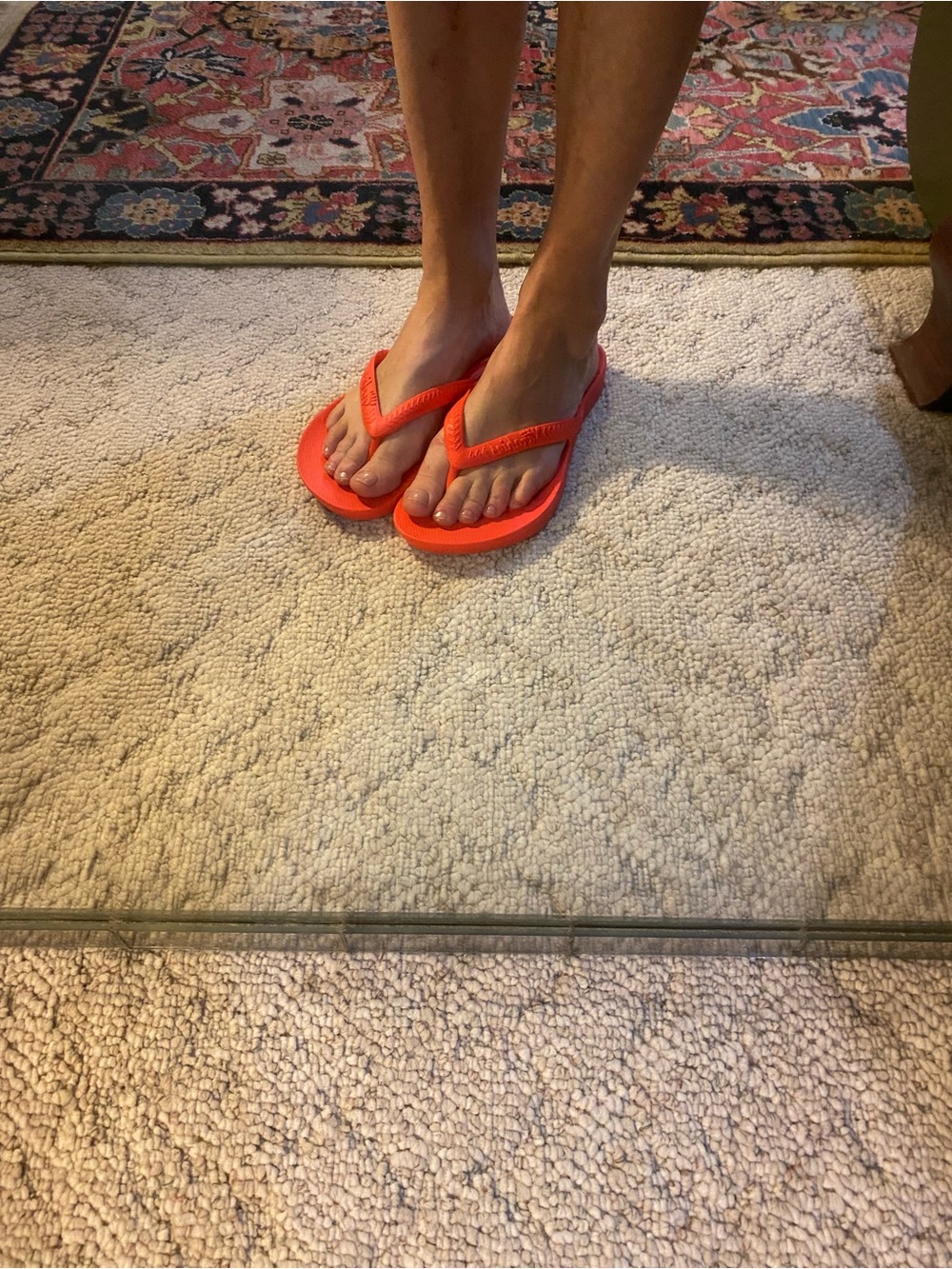 Women’s Archie’s Coral Flip-Flop Sandals with Cushioned Footbed - Never worn!